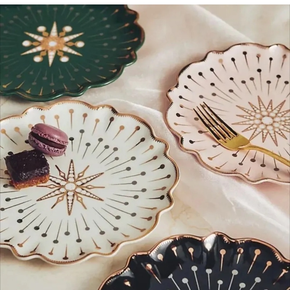 Anthropologie Catherine Martin Starry Night Dessert Plate NWT Green 2 Available - Picture 2 of 7